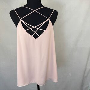 Express Camisole Sz M Light Pink Strappy VNeck Sleeveless Layered